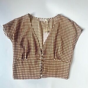 NWT LOVE ENCOUNTER BROWN PLAID CROP TOP​